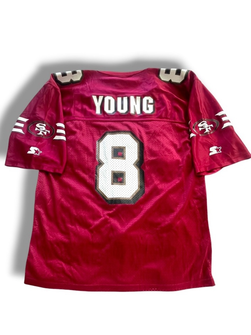 Vintage Starter San Francisco 49ers Steve Young #8 Jersey Red NFL Football 48 L